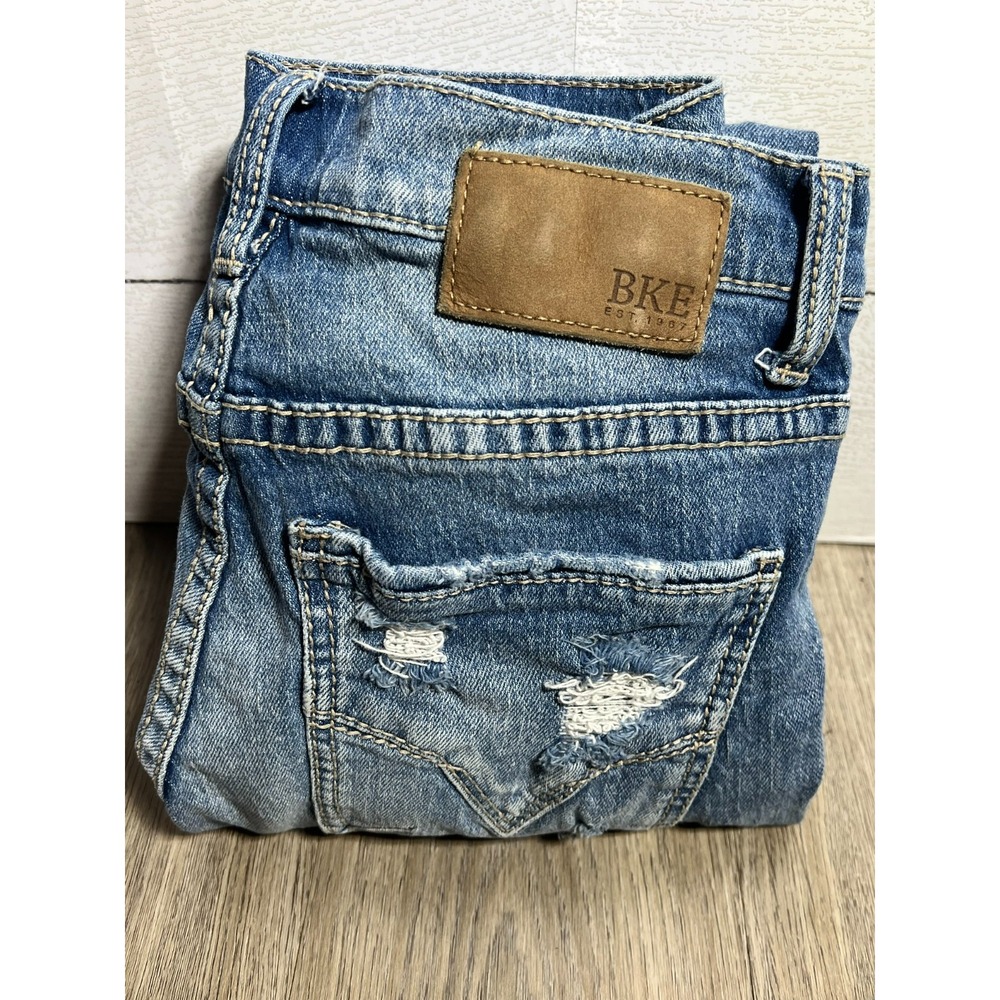 BKE Alec Slim Straight Stretch Jeans Mens 28x30 Measured 28x29 Distressed Ripped